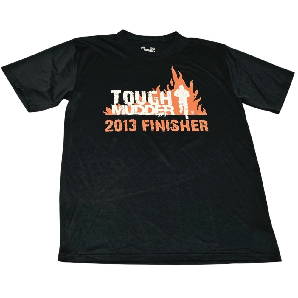 Under Armour Tough Mudder 2013 Finisher Shirt Mens Large Black HeatGear Race